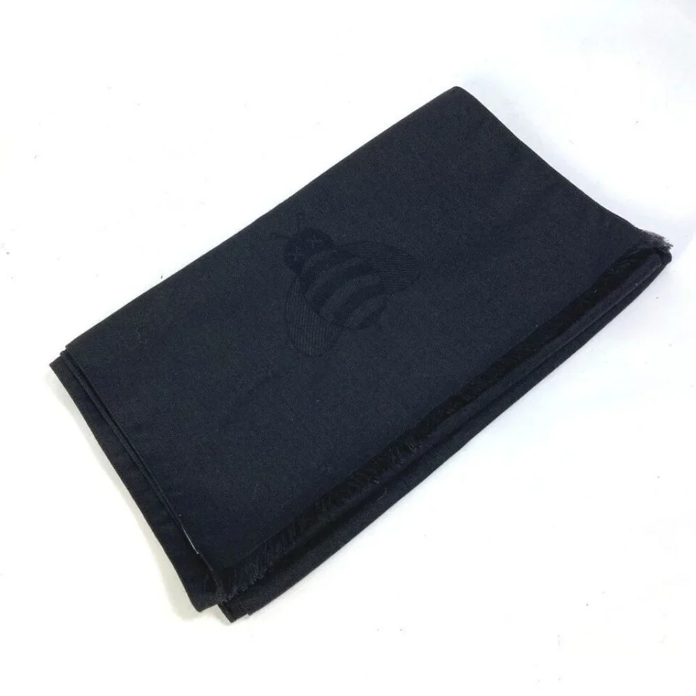 Auth Dior KAWS collaboration KAWS BEE design bee Shawl fringe Scarf Black
